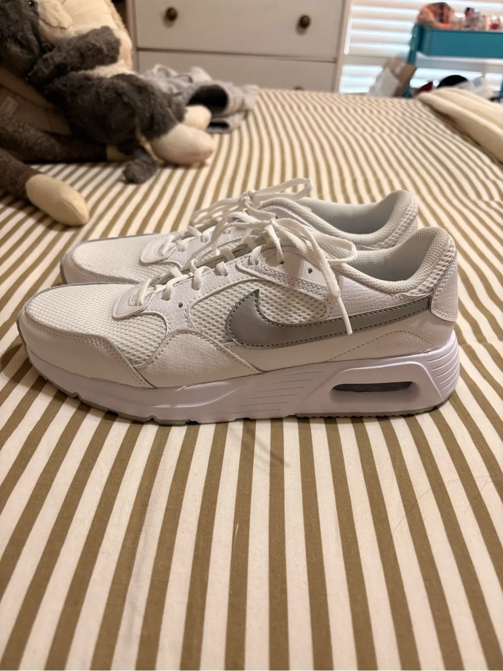 Nike Women’s White Sneakers with Silver Swoosh